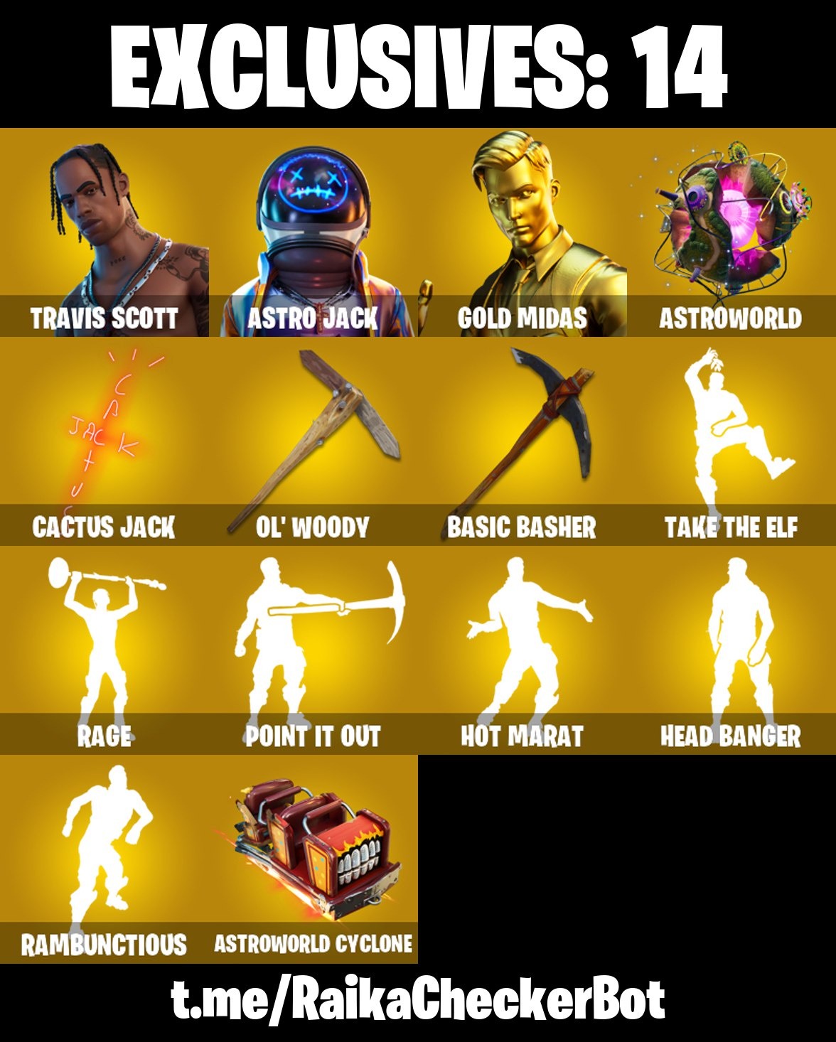 Buy Fortnite Account with Travis Scott, Astro Jack, Gold Midas & 189 Skins